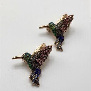 Vintage Rhinestone Hummingbird Scatter Brooch Set Bird Pins